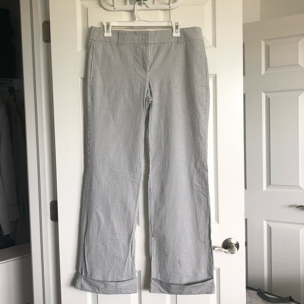 J. Crew Wide Leg Seersucker Pants